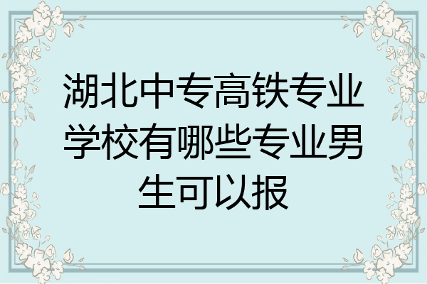 湖北中专高铁专业学校有哪些专业男生可以报