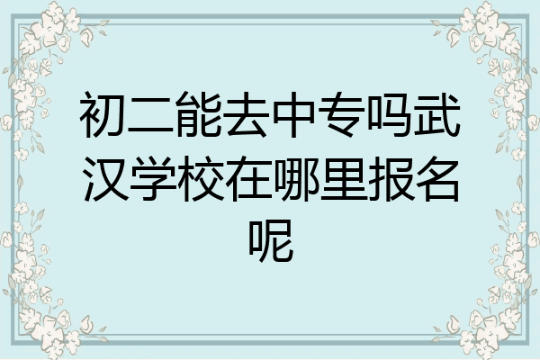 初二能去中专吗武汉学校在哪里报名呢