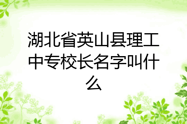 湖北省英山县理工中专校长名字叫什么