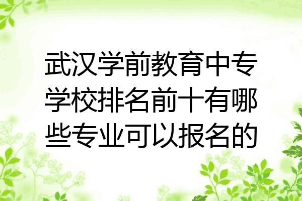 武汉学前教育中专学校排名前十有哪些专业可以报名的
