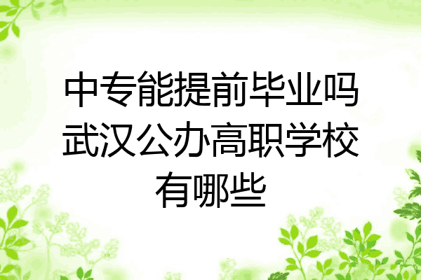 中专能提前毕业吗武汉公办高职学校有哪些