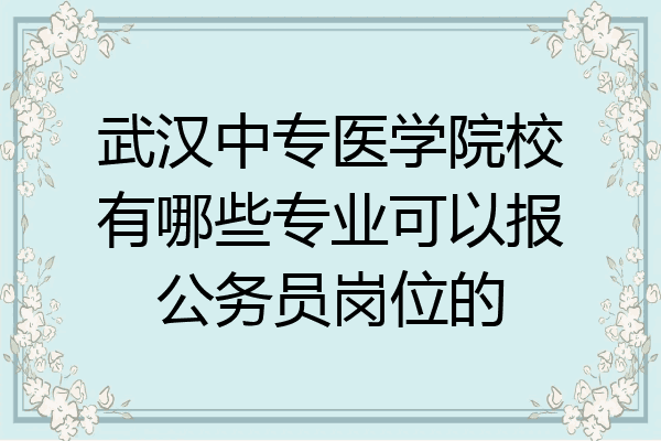 武汉中专医学院校有哪些专业可以报公务员岗位的