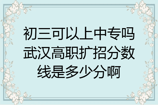 初三可以上中专吗武汉高职扩招分数线是多少分啊