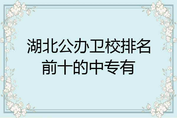 湖北公办卫校排名前十的中专有