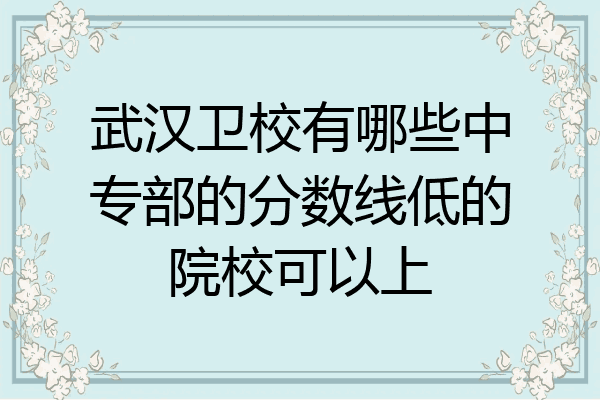 武汉卫校有哪些中专部的分数线低的院校可以上