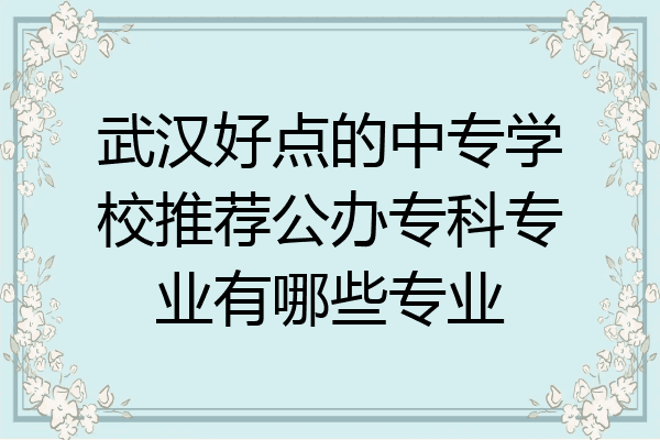 武汉好点的中专学校推荐公办专科专业有哪些专业