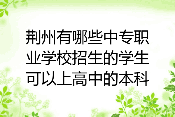 荆州有哪些中专职业学校招生的学生可以上高中的本科