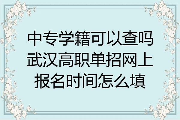 中专学籍可以查吗武汉高职单招网上报名时间怎么填