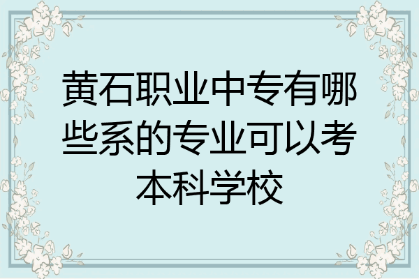 黄石职业中专有哪些系的专业可以考本科学校