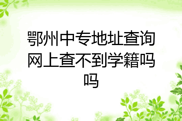 鄂州中专地址查询网上查不到学籍吗吗