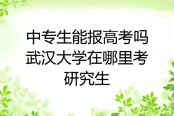 中专生能报高考吗武汉大学在哪里考研究生