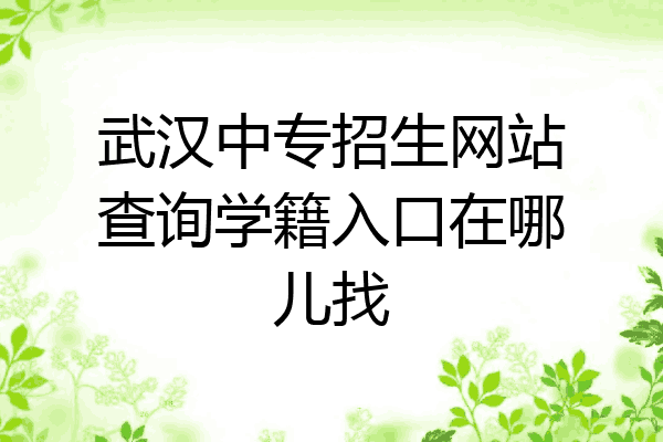 武汉中专招生网站查询学籍入口在哪儿找