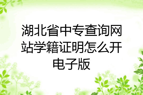 湖北省中专查询网站学籍证明怎么开电子版