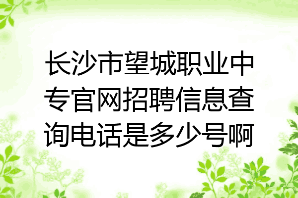 长沙市望城职业中专官网招聘信息查询电话是多少号啊