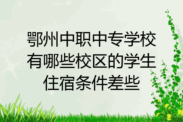 鄂州中职中专学校有哪些校区的学生住宿条件差些