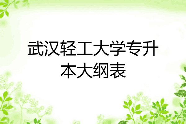 武汉轻工大学专升本大纲表