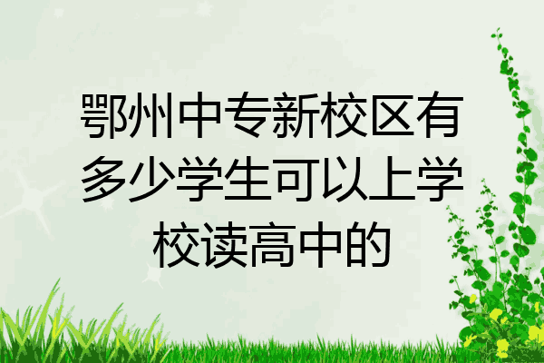 鄂州中专新校区有多少学生可以上学校读高中的