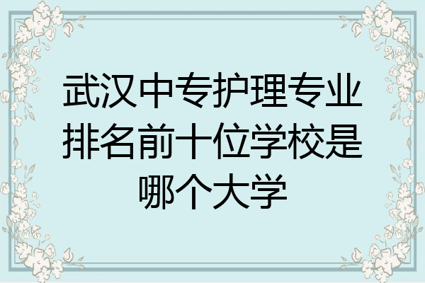 武汉中专护理专业排名前十位学校是哪个大学