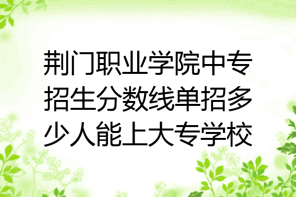 荆门职业学院中专招生分数线单招多少人能上大专学校
