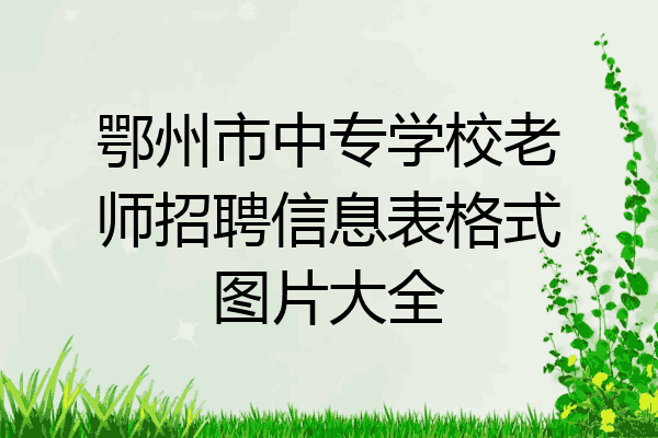 鄂州市中专学校老师招聘信息表格式图片大全