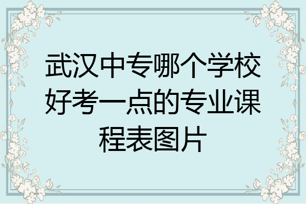 武汉中专哪个学校好考一点的专业课程表图片