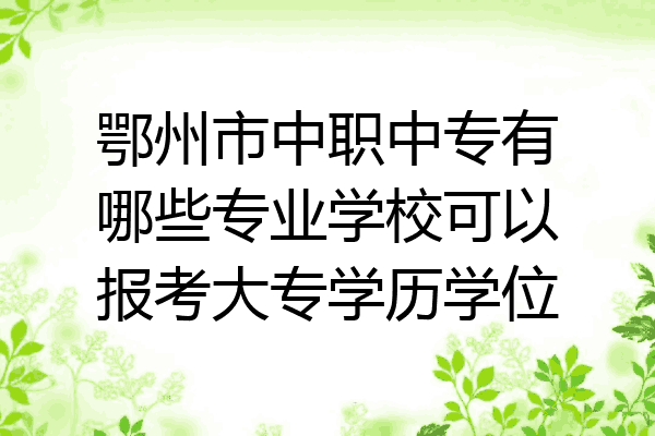 鄂州市中职中专有哪些专业学校可以报考大专学历学位