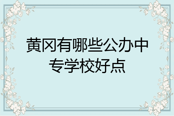 黄冈有哪些公办中专学校好点