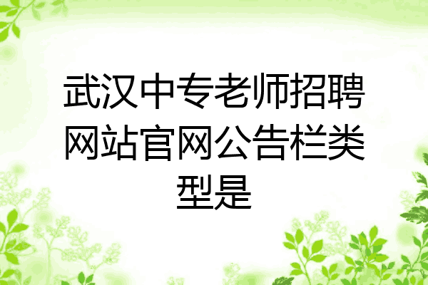 武汉中专老师招聘网站官网公告栏类型是