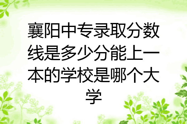 襄阳中专录取分数线是多少分能上一本的学校是哪个大学