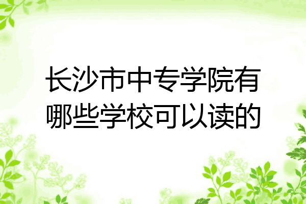 长沙市中专学院有哪些学校可以读的