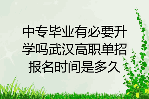 中专毕业有必要升学吗武汉高职单招报名时间是多久