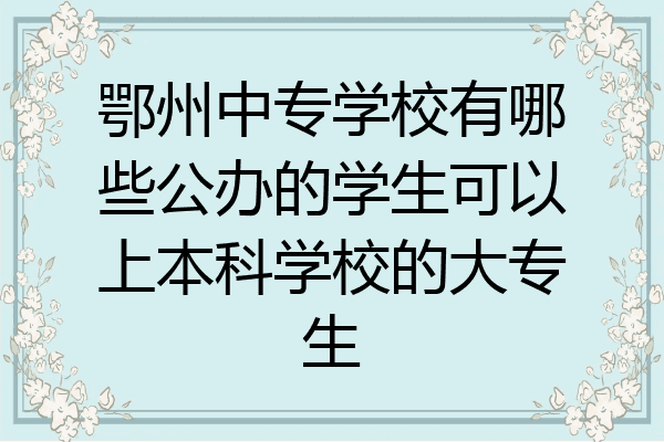 鄂州中专学校有哪些公办的学生可以上本科学校的大专生