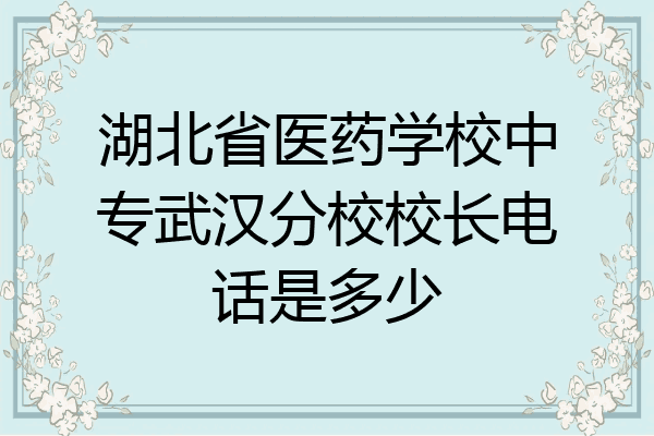 湖北省医药学校中专武汉分校校长电话是多少