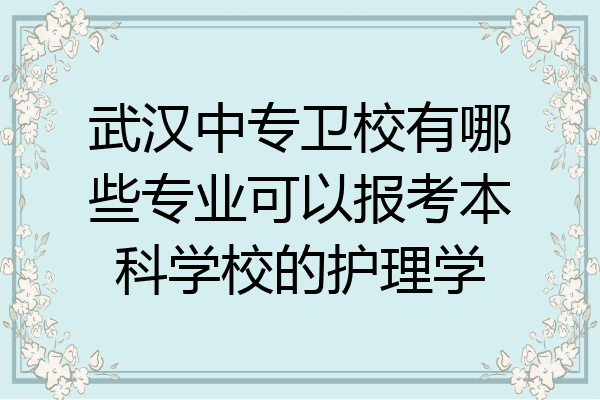 武汉中专卫校有哪些专业可以报考本科学校的护理学