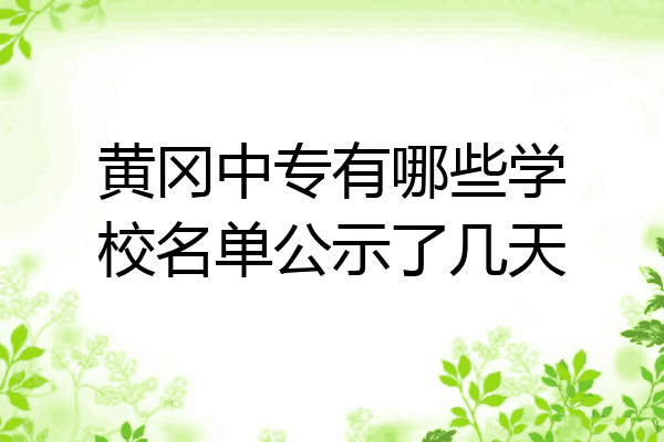 黄冈中专有哪些学校名单公示了几天