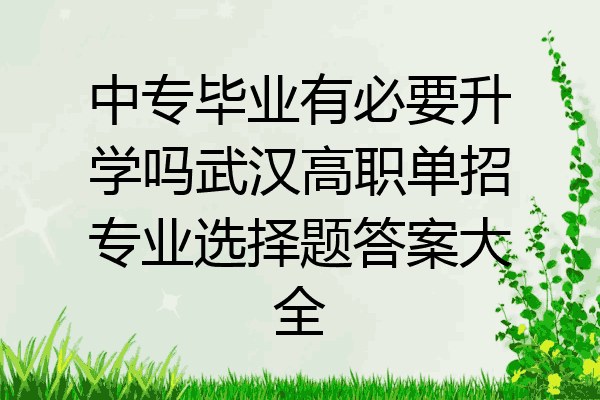 中专毕业有必要升学吗武汉高职单招专业选择题答案大全