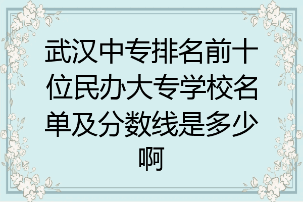 武汉中专排名前十位民办大专学校名单及分数线是多少啊