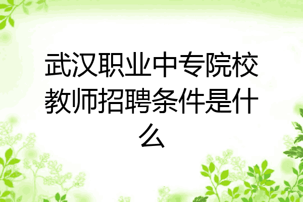 武汉职业中专院校教师招聘条件是什么