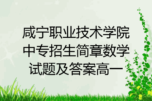 咸宁职业技术学院中专招生简章数学试题及答案高一
