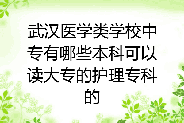 武汉医学类学校中专有哪些本科可以读大专的护理专科的