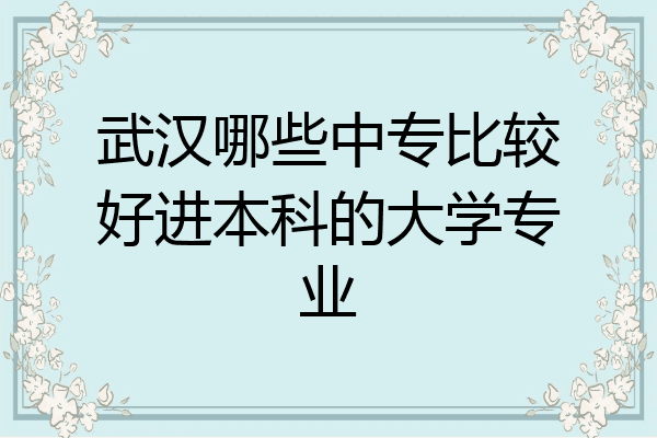 武汉哪些中专比较好进本科的大学专业