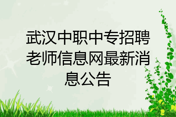 武汉中职中专招聘老师信息网最新消息公告