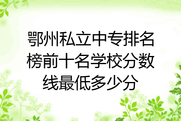 鄂州私立中专排名榜前十名学校分数线最低多少分