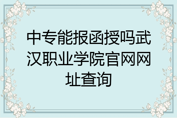 中专能报函授吗武汉职业学院官网网址查询