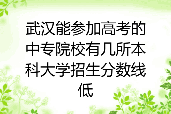 武汉能参加高考的中专院校有几所本科大学招生分数线低