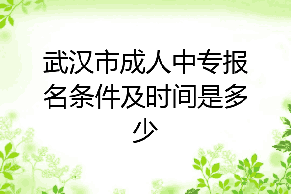 武汉市成人中专报名条件及时间是多少