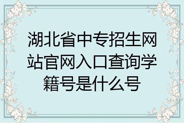 湖北省中专招生网站官网入口查询学籍号是什么号