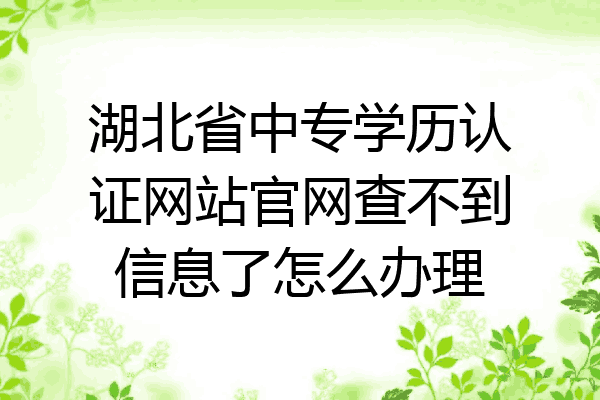 湖北省中专学历认证网站官网查不到信息了怎么办理