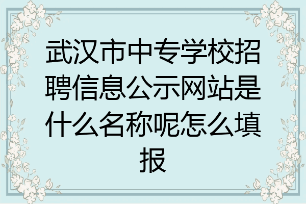 武汉市中专学校招聘信息公示网站是什么名称呢怎么填报
