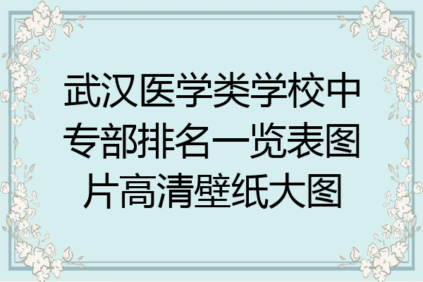武汉医学类学校中专部排名一览表图片高清壁纸大图